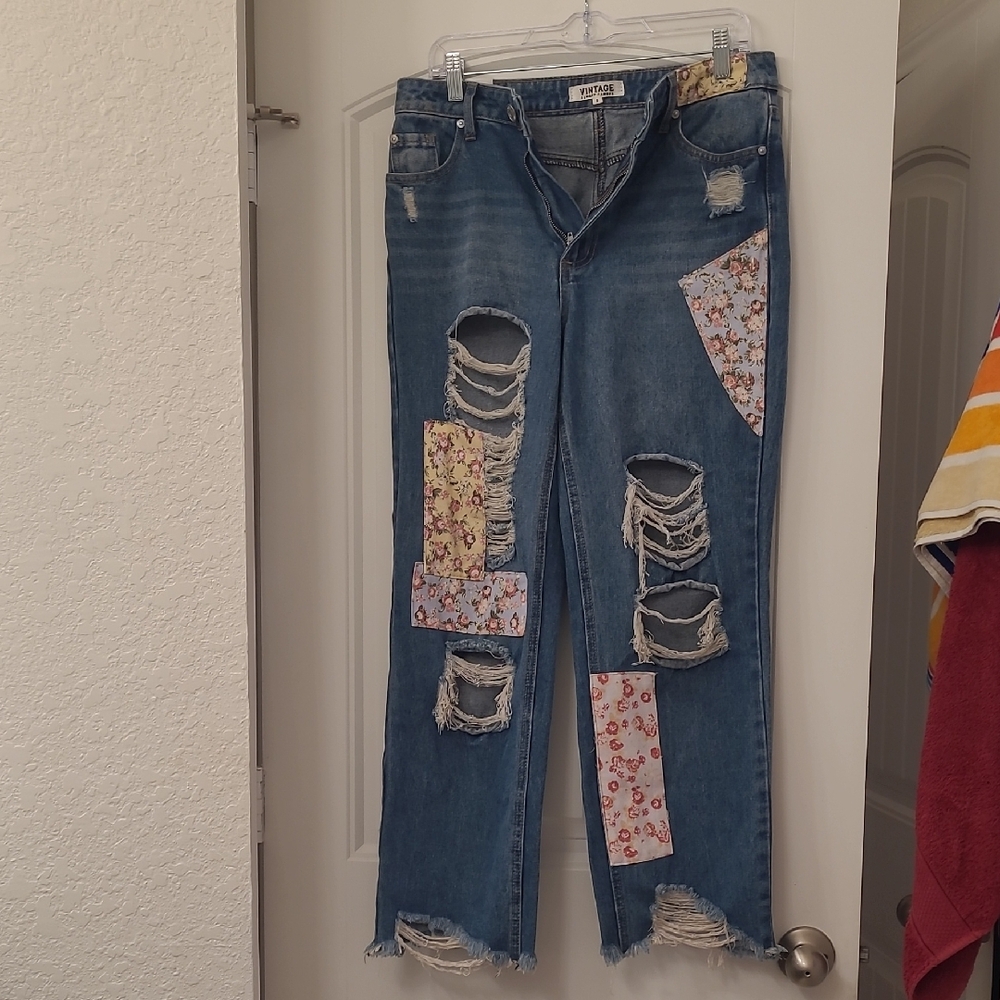 Almost Famous Blue Flare Wide Leg Jeans Vintage Style
